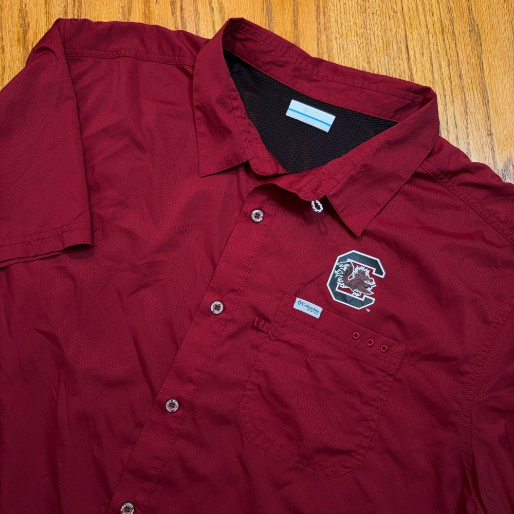 Columbia PFG Shirt Mens XXL Maroon South Carolina Gamecocks Fishing Performance